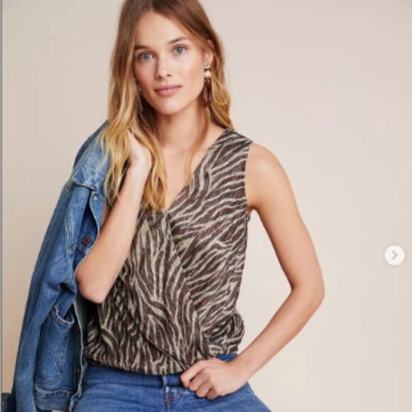 Anthropologie blouse animal print tank top Small Medium Revolve Free People NWOT - Picture 1 of 4